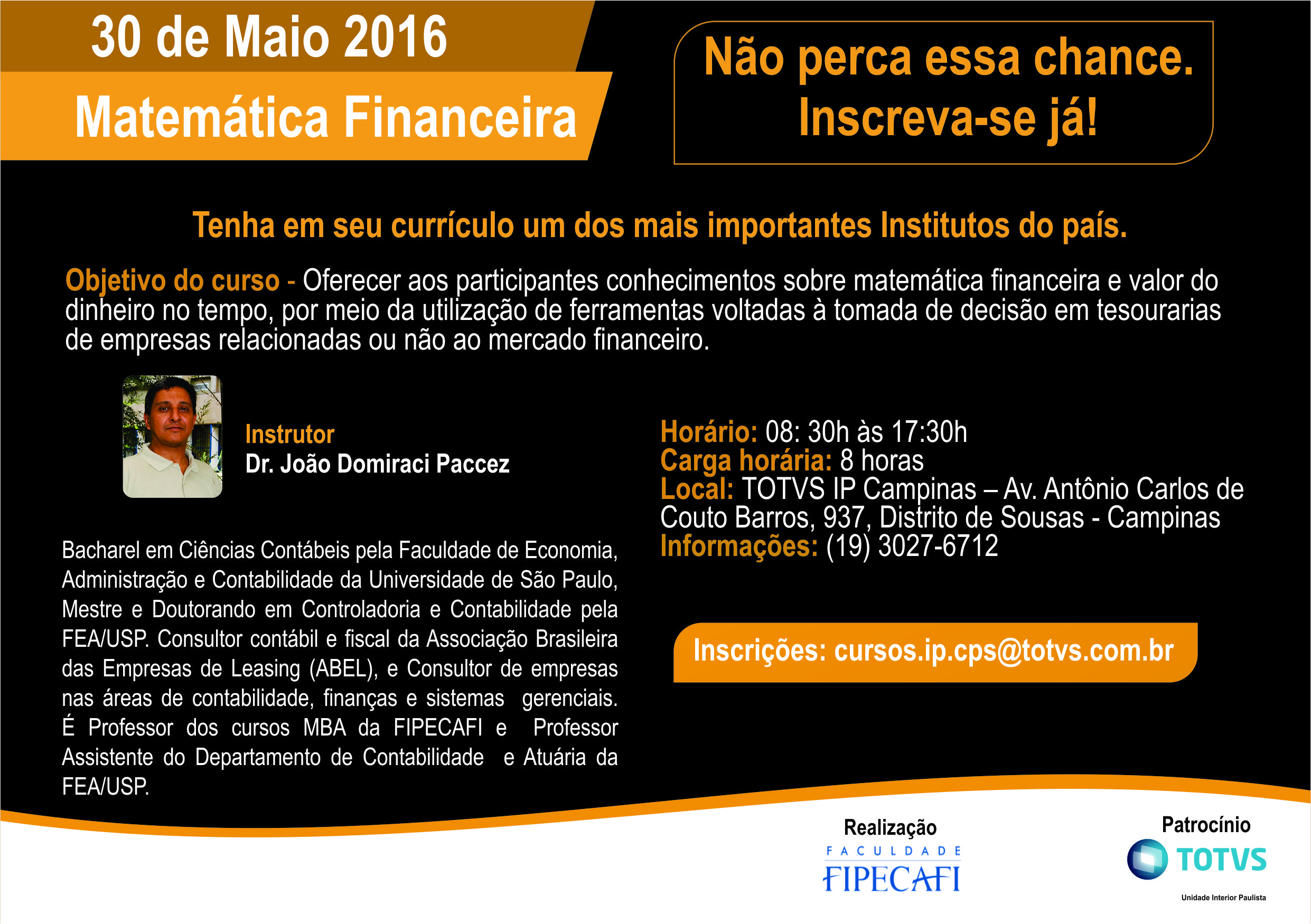 Pós-Graduação Contabilidade, Controladoria e Finanças - CEFIN FIPECAFI -  Cursos de diversos eixos de conhecimento.